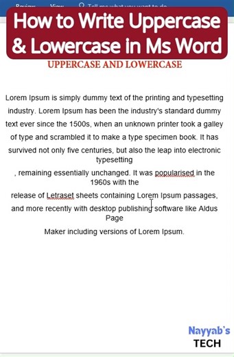 How to write Capital and Small Letter in ms word! #msexcel #excel #exceltips #exceltutorial #exceltipsandtricks #msword #mswordtutorial #mswordtipsandtricks #mswordhack #excel #msexcel #msexceltutorial #msexceltricks #msexceltraining #msexcelvideos #msexceltutorials #msexceltipsandtricks #viral #tech | Nayyab's Tech Lectures