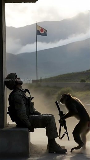 Unexpected moment #monkey #army #animals #military #viralvideo #monkeys