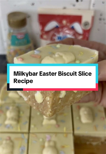 Milkybar Easter Egg Biscuit Slice Recipe 😍 These easy Milkybar Easter Biscuit Slices are so quick to make and taste delicious 🤩 ✨Ingredients✨ 🍪 400g x Shortcake Biscuits 🥛 300g x @Carnation Condensed Milk 🧈 100g x Unsalted Butter 🐣 180g x @Milkybar® Mini Eggs ✨Topping✨ 🍫 300g x White Chocolate 🍩 Handful x @Dr. Oetker Bakes Easter Sprinkles 🐣 9 x Milkybar Easter Friends ✨Method✨ 1- Blitz your biscuits and then add them to a bowl, melt your butter and add it along with condensed milk to t