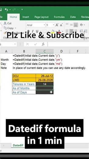 DATEDIF Function in Excel Explained in 60 Seconds