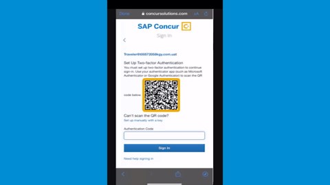 Signing In to SAP Concur with Two-Factor Authentication Using an