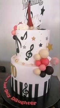 70th Birthday Music Theme Cake | Elegant Piano & Singing Lady Cake | Cakes by Jen