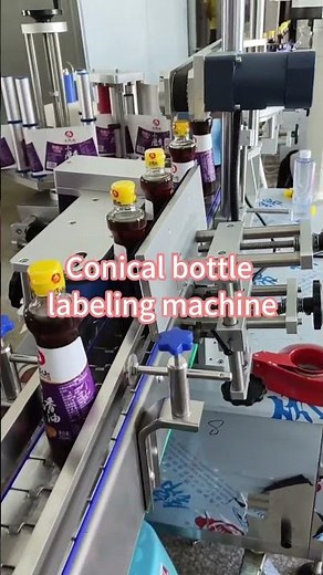 Conical bottle labeling machine