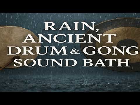 Rain, Ancient Drum & Gong Sound Bath for Deep Sleep & Stress Relief