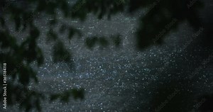 A strong storm outside. Top view of a shower with hail. Large gradients fall to the ground and knock on asphalt. dark and gloomy landscape with lightnings . 4k 50 fps slow motion