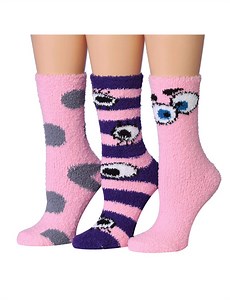 Tipi Toe Women's Cozy Non-Slip Fuzzy Socks 3-Pack, Multiple Colors