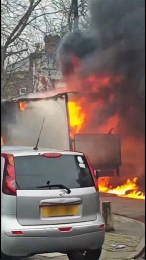 Massive Blaze! Van Explodes Into Flames Out of Nowhere! 🚨🚔🔥 #shorts #fyp #fire #live #scary #youtube