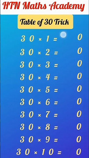 Table of 30 | Table Of 30 easy trick | 30 times table trick #maths #mathstricks #tabletrick #shorts