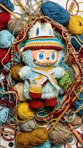 Turning leftover yarn into a cozy outfit for Labubu 🧶 #doll