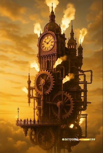A floating steampunk clock tower powered by ancient gears… SkyForge returns. ⛅⚙️ #aivideo #aiart #ai