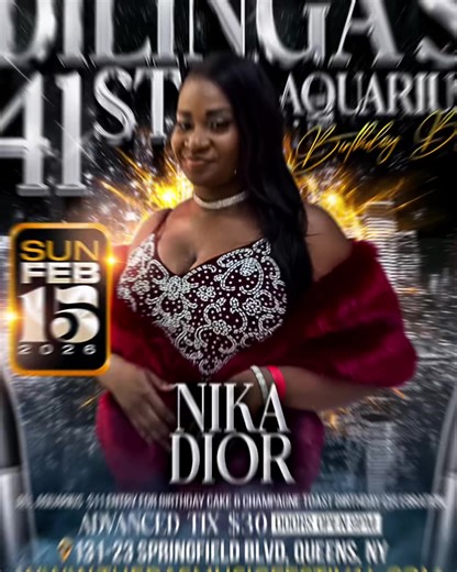 🔥 ♒️ AQUARIUS SEASON ACTIVATED ♒️ DILINGA’s 41st AQUARIUS BIRTHDAY BASH “Furs & Fedora’s Fashion Art Music Show” 📅 February 15, 2026 📍 131-23 Springfield Blvd, Springfield Gardens, NY 11413 🕘 Doors Open 9PM Powered by @therasshowmix & @beckfordmusicgroup11 🎤 Hosted by @mmmrbeckfordcloses @iamterrellblair @scottburnhard 🎧 Music by @djnorie (Shaggy’s Boombastic Radio / Power 105.1) * @djhotrod @djcaz_nyc_ @bigshotradio ♒️ ALL AQUARIUS $11 ENTRY 🍰 Birthday Cake & 🥂 Champagne Toast included 