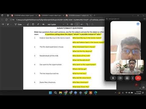 Grammar Online Class on Subject/Object Question | Saadman