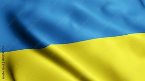 4k render Ukraine Flag video waving in wind Ukraine Flag Wave Loop waving in win