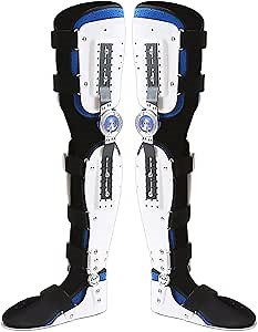 Adjustable Knee Joint Fixed Brace Full Leg Brace Knee Support Lmmobilizer Breathable Thigh Knee Ankle Foot Supports Orthosis Soft and Breathable Helps to Improve Balance Leg Stre,Left+right leg