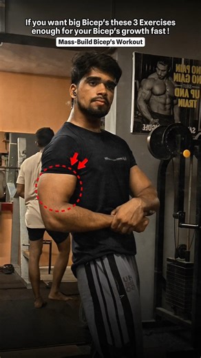 Only 3 Exercises you to grow your big massive Bicep's 💪🔥 | #bicepsworkout #shortvideo
