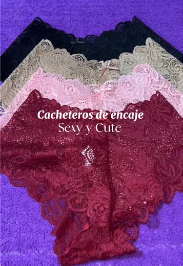 4 cacheteros de encaje, súper bonitos y muy sexis.💗#xiyunjiacloting #tiktokshop #cacheterosdeencaje #ropaintetior #encaje
