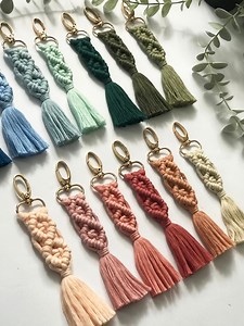 Boho Macrame Keychain, Boho Backpack Charm, Macrame Bag Accessories, Bag Charm, Boho Baptism Favors, Christening Favors, Boho Accessories - Etsy