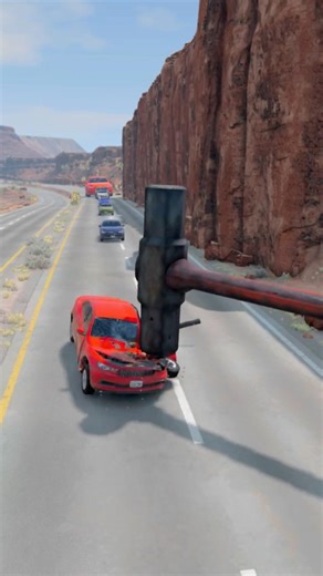 THE BIG CAR WAS LUCKY. hammer vs car destruction