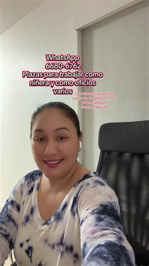 Plazas para trabajar como niñera o como oficios varios, también para trabajar en cuido y atención de adulto mayor si esa es su experiencia. Las plazas son desde Santa Tecla, hasta en Estadio Cuscatlan siempre zonas céntricas fáciles de llegar e irse, le ofrece su salario completamente libre, le dan aparte habitaciones más su alimentación. Si quiere trabajar escríbanos al WhatsApp 6680-6762. Solo le pedimos que sea súper responsable con en trabajo que se presente y lo cuide #sonsonateelsalvador #