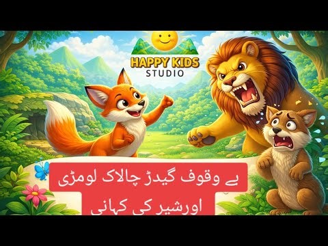 Foolish Jackal clever fox & the lion | moral story for kids in urdu & hindi | happy kids studios