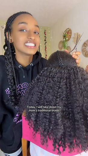 taking down “sheruba” braids ሸሩባ ተፈታ #hair #habesha #ethiopian #amharic #motherdaughter | Liya Hizkias