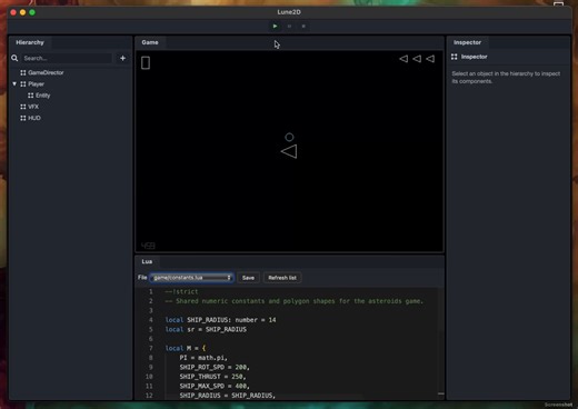 been working on a 2D Unity-like game engine from scratch:C++ with SDL3 renderer, Luau scripting, scene hierarchy and behavior system, and interactive editor in an integrated webview.Still some rough edges but the pieces are all there!