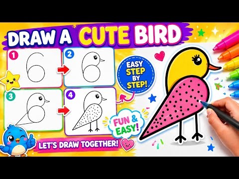 🐦 Draw a Cute Bird Step by Step | Easy Bird Drawing for Kids | Learn to Draw