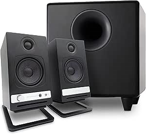 Audioengine HD3 Black Home Music System with S8 Black Subwoofer and DS1M Stands, Premium