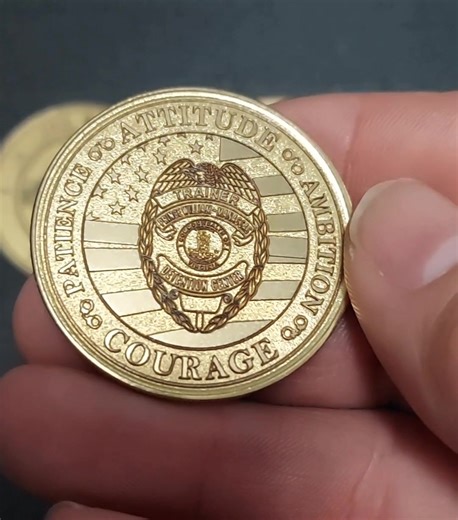 Engraved brass challenge coins for the Prince William-Manassas Regional Adult Detention Center. Get your next challenge coin personalized today - we have lots of options. #engraved #challengecoin #customizedchallengecoin #engravedchallengecoin #princewilliammanassasregionaladultdetentioncenter #princewillmanassascounty #laserengravedchallengecoin #laserengraved | Blue Line Custom