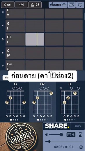 คอร์ดเพลงก่อนตาย สำหรับกีต้าร์