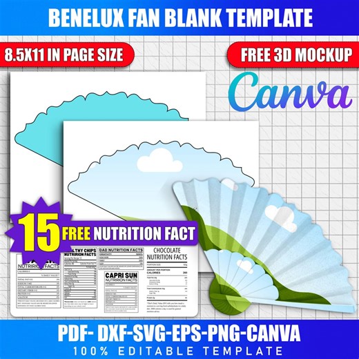 Benelux Fan Blank Template SVG | DIY Paddle Fan Label | Grad Fan, Church Fan Canva Drag & Drop Digital - Etsy