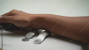 Stacked Coins Falling with Hand Gesture, Coins Falling from Hand – Stock Video