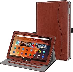 Fintie Case for All-New Amazon Fire HD 10 Tablet (13th/11th Generation, 2023/2021 Release) - Multi-Angle Stand Cover with Pocket Auto Wake/Sleep, Vintage Brown