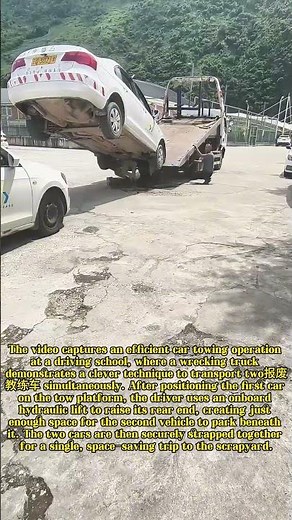 Double Duty: Wrecking Truck Hauls Two Cars in One Genius Move!