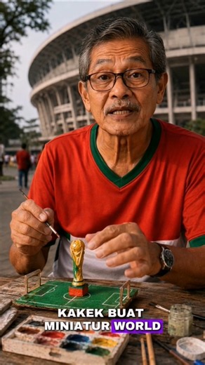 Kakek Kreatif Membuat Miniatur Piala World Cup dari Plastik #fyp #shorts #worldcup #sepakbola