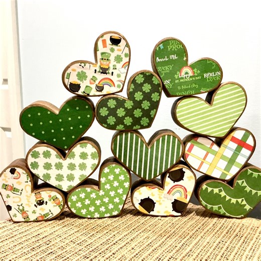 St Patrick’s Day Home Decor. St Paddy Themed Wood Hearts. Irish Decor. Leprechauns. Coordinating Hearts. Decoupage Wood Hearts. Modern Prims - Etsy