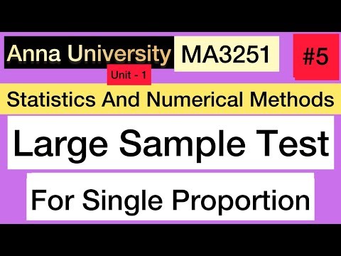 Statistics And Numerical Methods | #5 | Unit - 1 | Large Sample Test For Single Proportion | Tamil