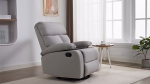 Swivel Rocker Recliner, Small Recliners for Small Spaces with Overstuffed Arms and Back, Manual Swivel Chairs for Living Room, Nursery, Bedroom, Black