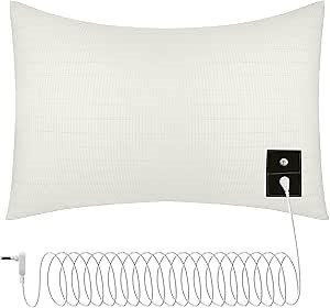 Grounding Pillowcase with 10% Silver Fiber & Organic Cotton, Conductive Grounding Pillow Case 20x30 inch, Grounding Pillowcases for Better Sleep, Beige