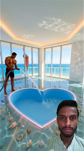 THIS FLOOR IS CRAZY😱 Infinity heart pool EpoxyBeach Floor♥️✨💙