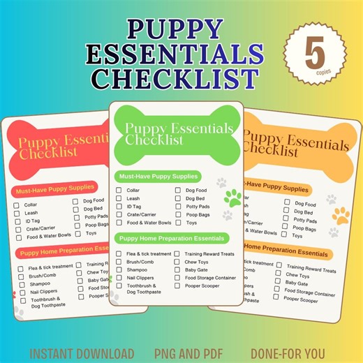 Puppy Essentials Checklist Printable | New Puppy Supply Checklist Planner | Puppy Preparation List | PDF PNG Instant Download - Etsy