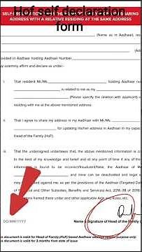 hof self declaration form | how to fill self declaration form for adhar card| #shortsfeed#adhar