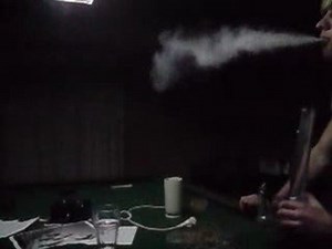 Blowing clouds downstairs in slo-mo