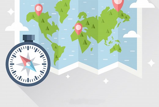 Les quatre points cardinaux : nord, sud, est, ouest