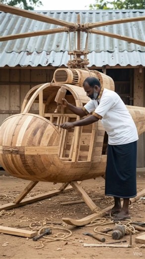 Crafting Wooden helicopter #woodencraft #aivideo #woodcarving