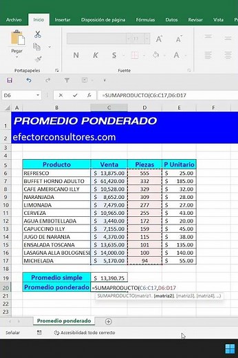 Cómo Calcular el Promedio Ponderado en Excel Paso a Paso