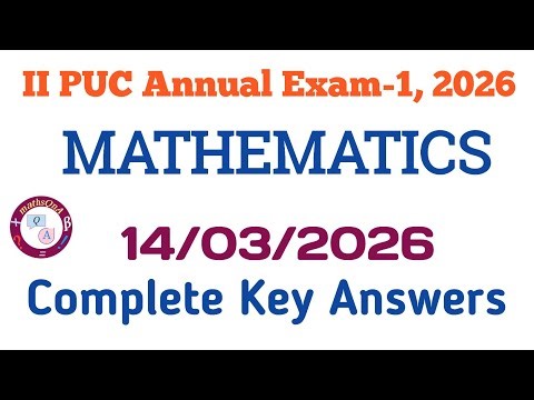 Maths key Answers 2026| 2nd PUC Annual Exam-1, 2026|