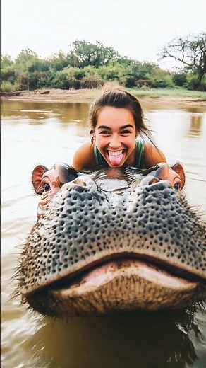 🦛 Girl Rides Her Best Friend, a Gentle Hippo! 🌊