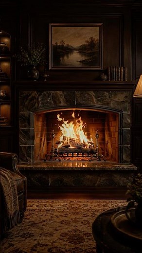 Crackling Fireplace Sounds 10 Hours 🔥 Classic Manor Stone Fireplace Sounds for Quiet Everyday Calm
