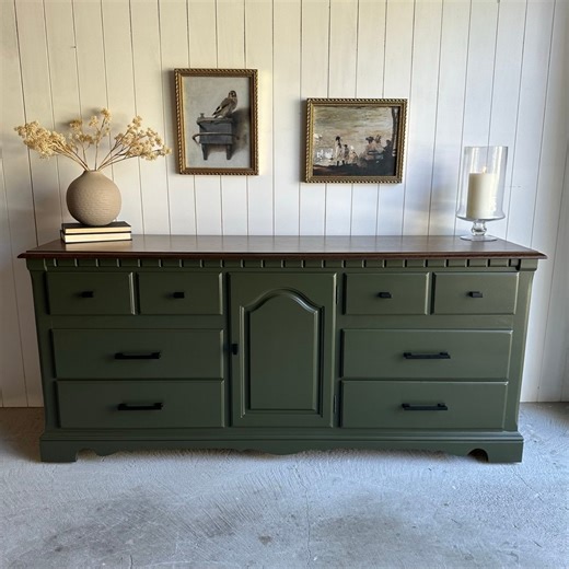 SOLD • Stunning Modern Dark Green Solid Wood Dresser - Etsy 日本
